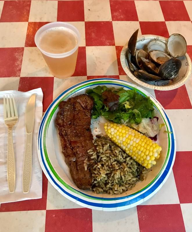 Steak Roast and Steamed Clams
